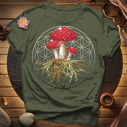 Fly Agaric Flower Of Life T-Shirt