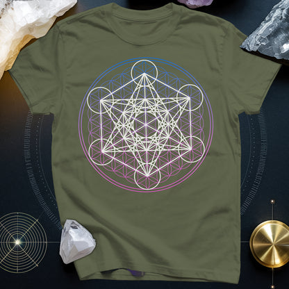 White Metatron Gradient Flower T-Shirt