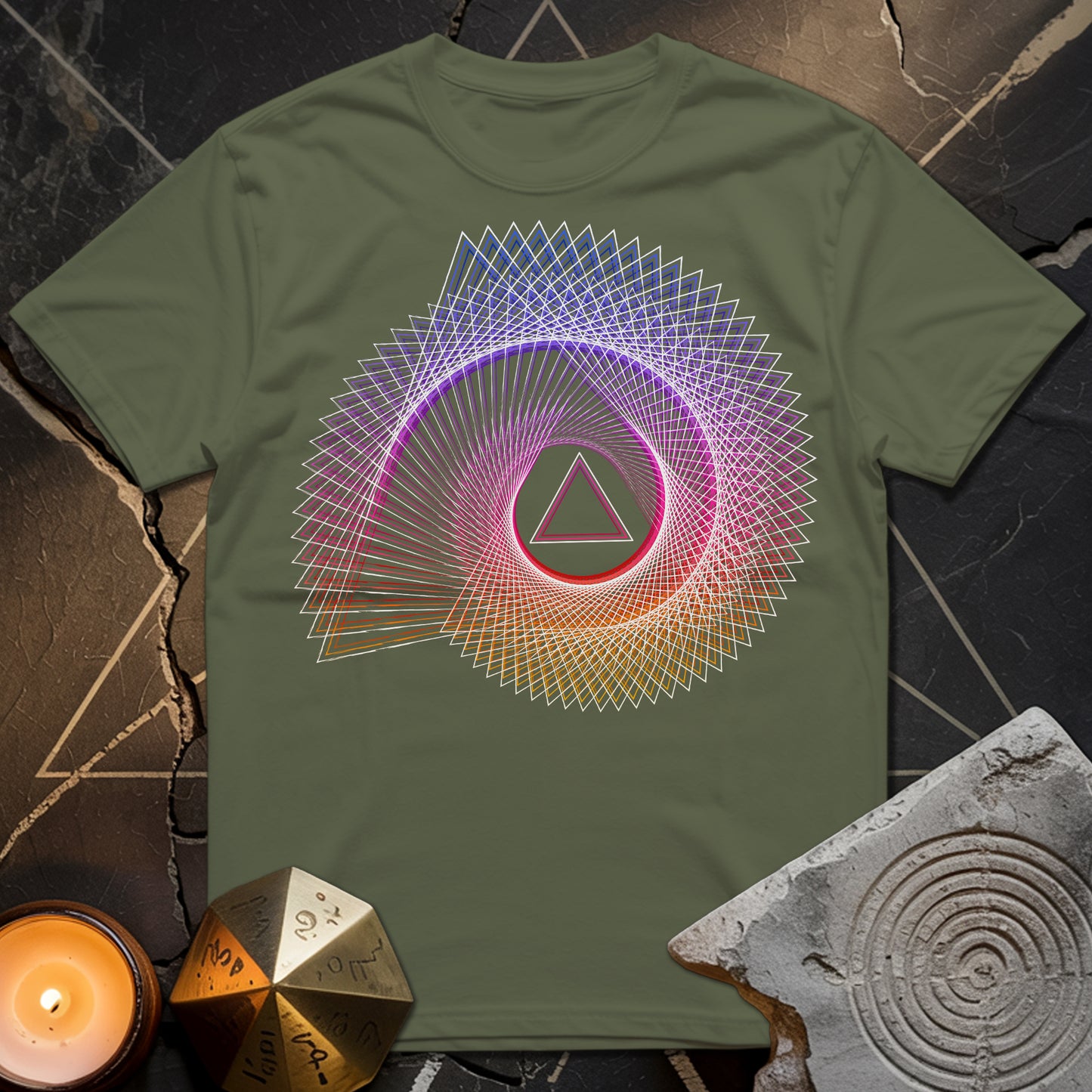 Spiralling Gradient Triangle T-Shirt