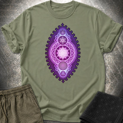 Fractal Sacred Geometry Fusion T-Shirt - Fractal Sacred Geometry Fusion T-Shirt - Military Green