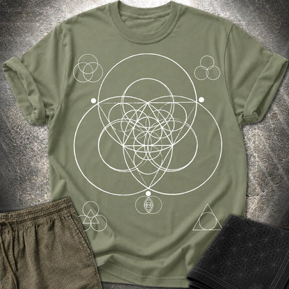 Geometric Triad T-Shirt - Geometric Triad T-Shirt - Military Green