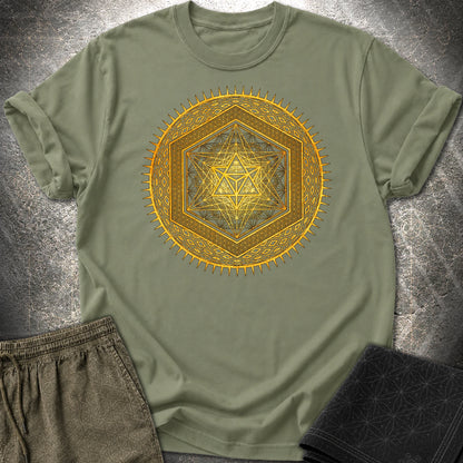 Metatron's Cube Radiating Merkaba T-Shirt - Metatron's Cube Radiating Merkaba T-Shirt - Military Green