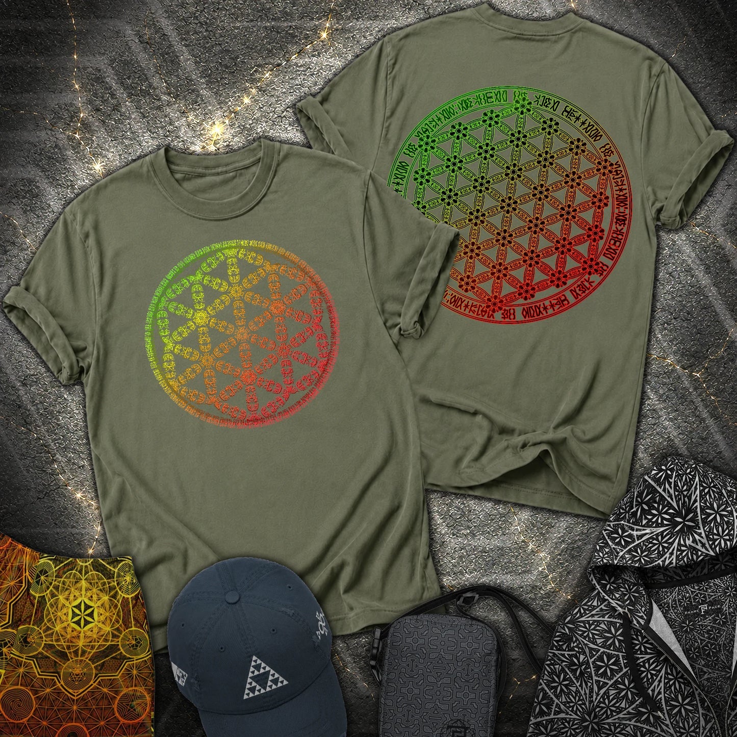 Seed and Flower 2 Sided T-Shirt - Seed and Flower 2 Sided T-Shirt - Military Green