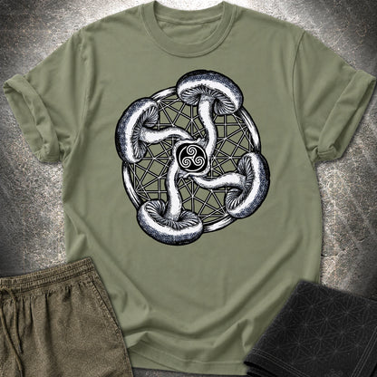 Fungal Flow of the Triskelion T-Shirt - Fungal Flow of the Triskelion T-Shirt - Military Green