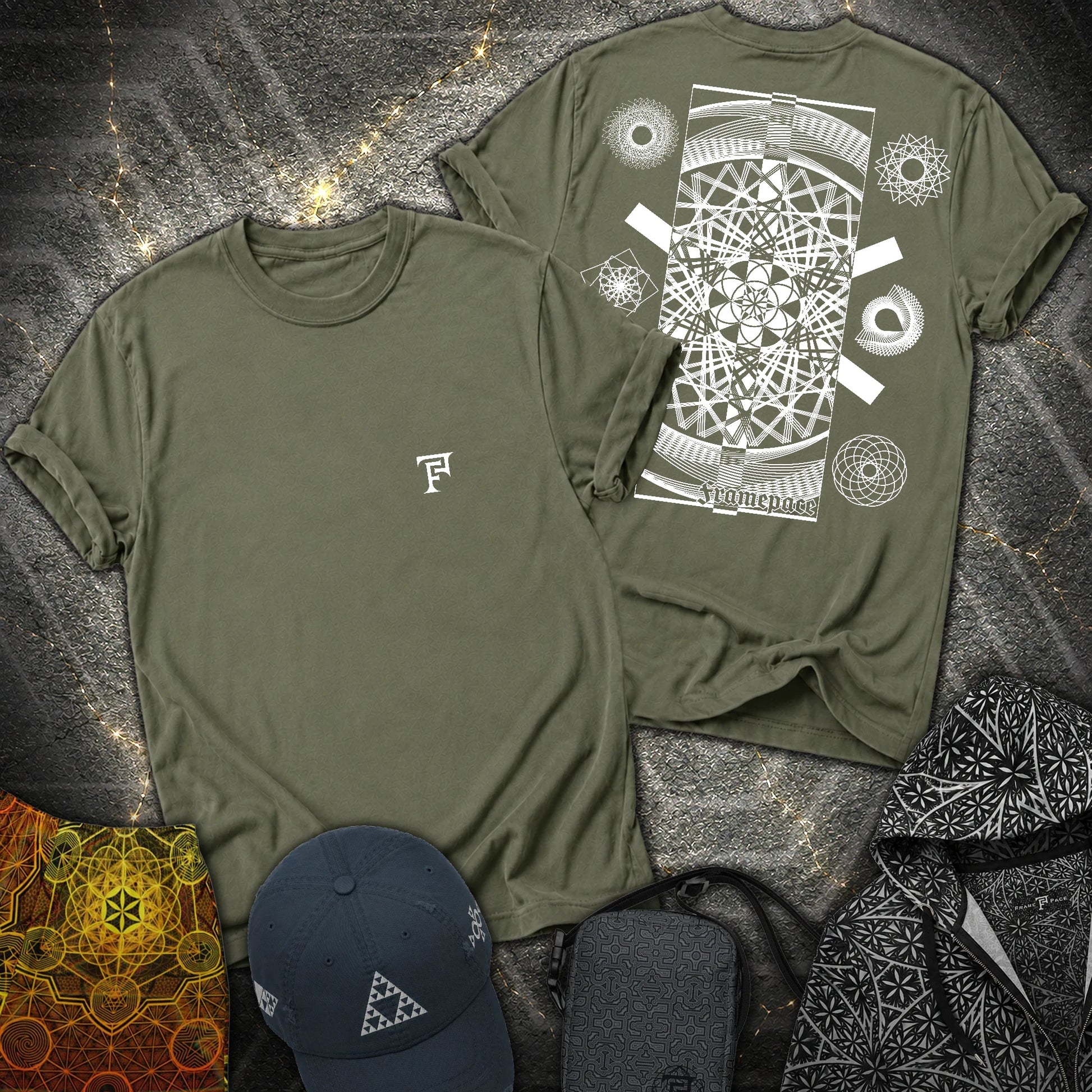 FramePace Geometry 2 Sided T-Shirt - FramePace Geometry 2 Sided T-Shirt - Military Green