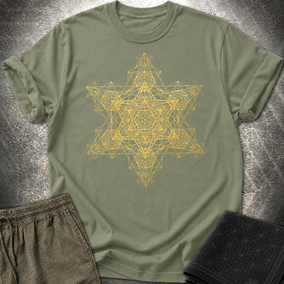 Metatron Fractal Star T-Shirt - Metatron Fractal Star T-Shirt - Military Green