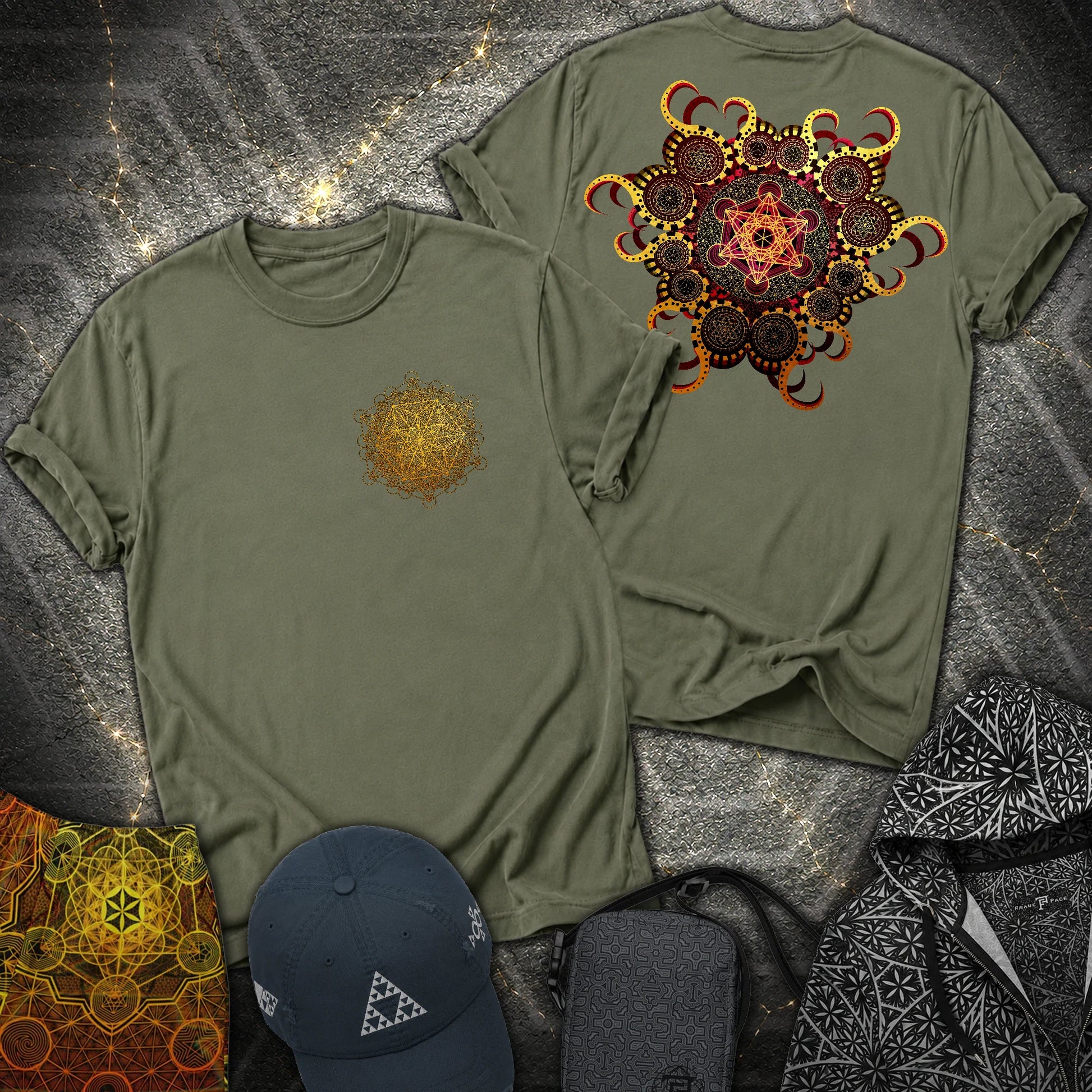 Organic Metatron 2 Sided T-Shirt - Organic Metatron 2 Sided T-Shirt - Military Green