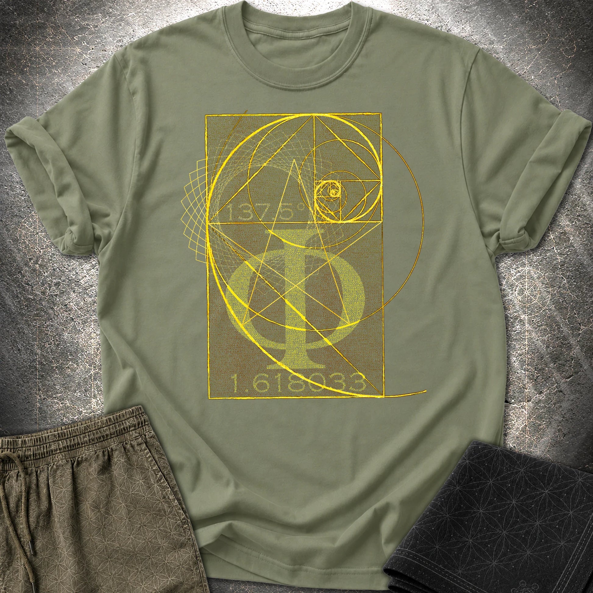 Fibonacci Gold T-Shirt - Fibonacci Gold T-Shirt - Military Green