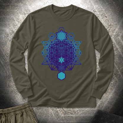All The Sacred Geometry - All The Sacred Geometry Long Sleeve Shirt - Military Green