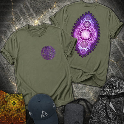 Fractal Sacred Geometry 2 Sided T-Shirt - Fractal Sacred Geometry 2 Sided T-Shirt - Military Green