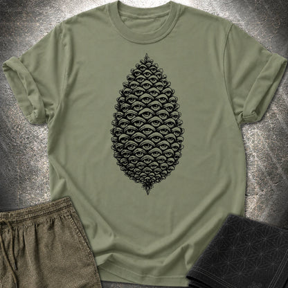 All Seeing Pinecone Black T-Shirt - All Seeing Pinecone Black T-Shirt - Military Green