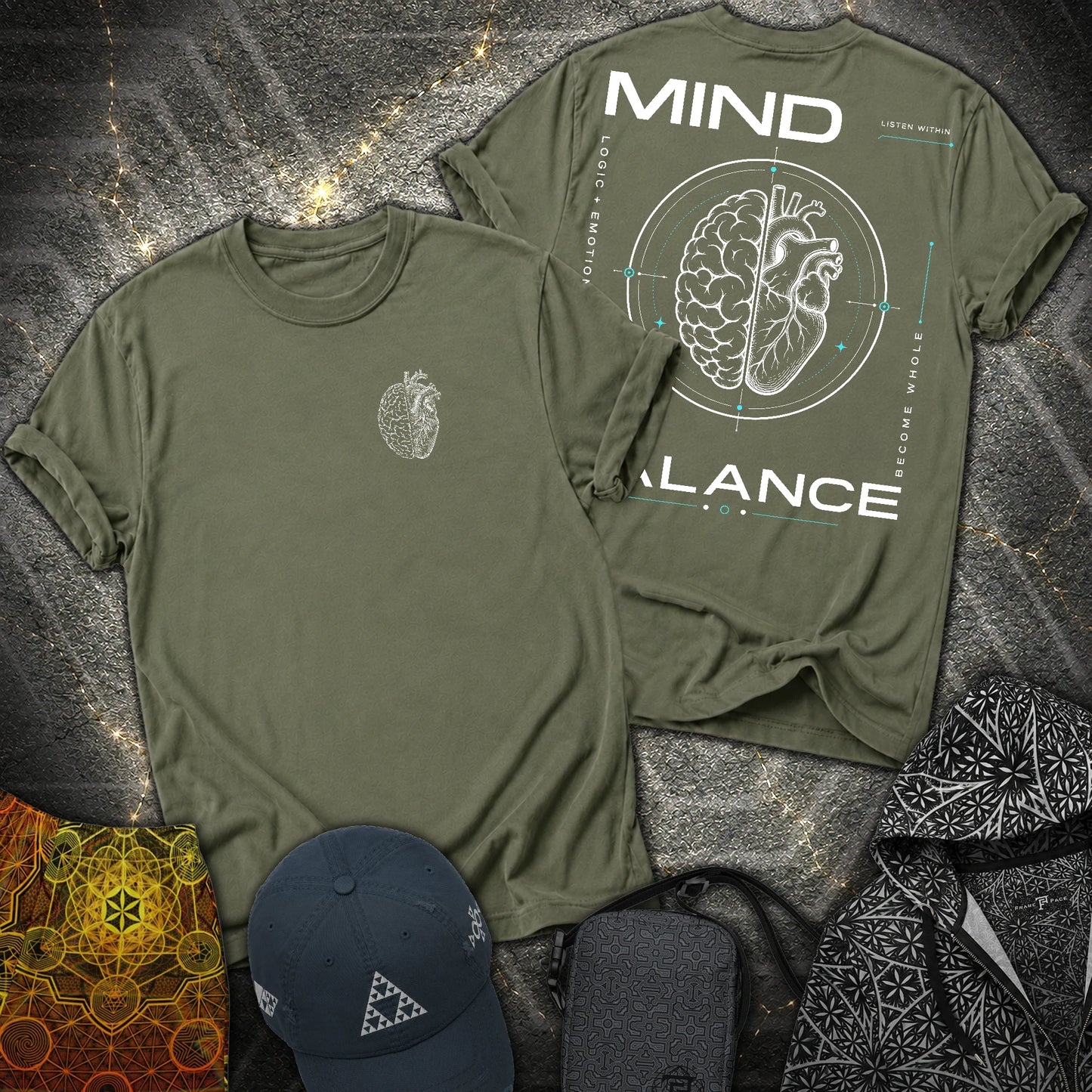 Mind Balance - Mind Balance 2 Sided T-Shirt - Military Green