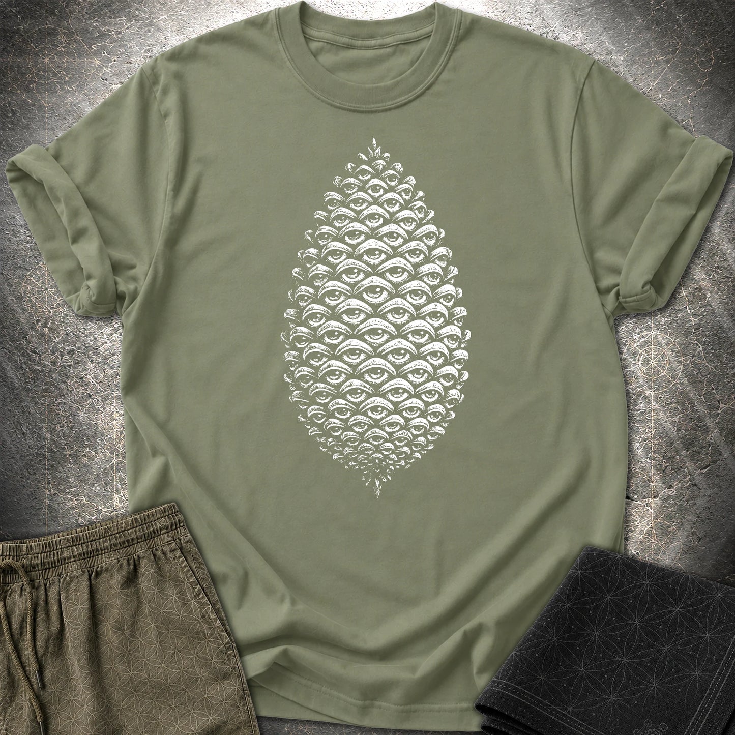 All Seeing Pinecone T-Shirt - All Seeing Pinecone T-Shirt - Military Green