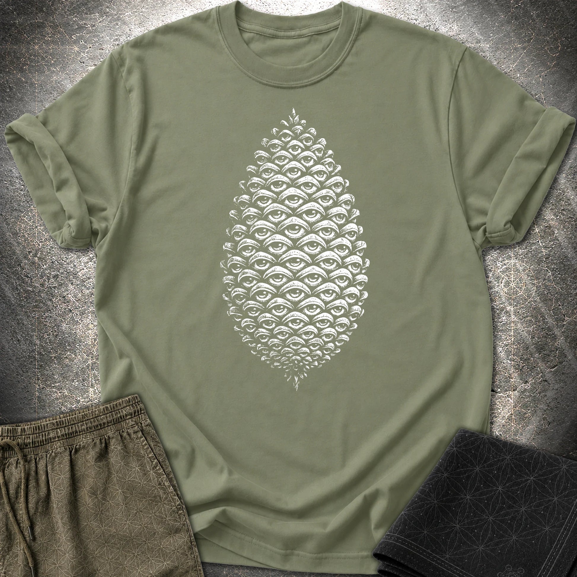 All Seeing Pinecone T-Shirt - All Seeing Pinecone T-Shirt - Military Green