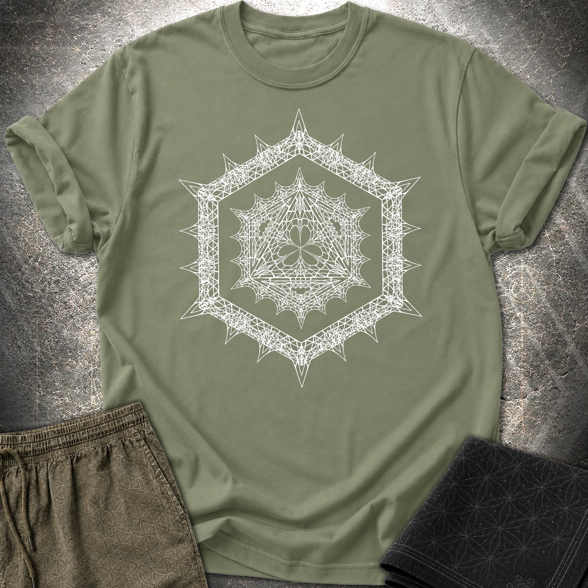 Organic Icosahedron T-Shirt - Organic Icosahedron T-Shirt - Military Green