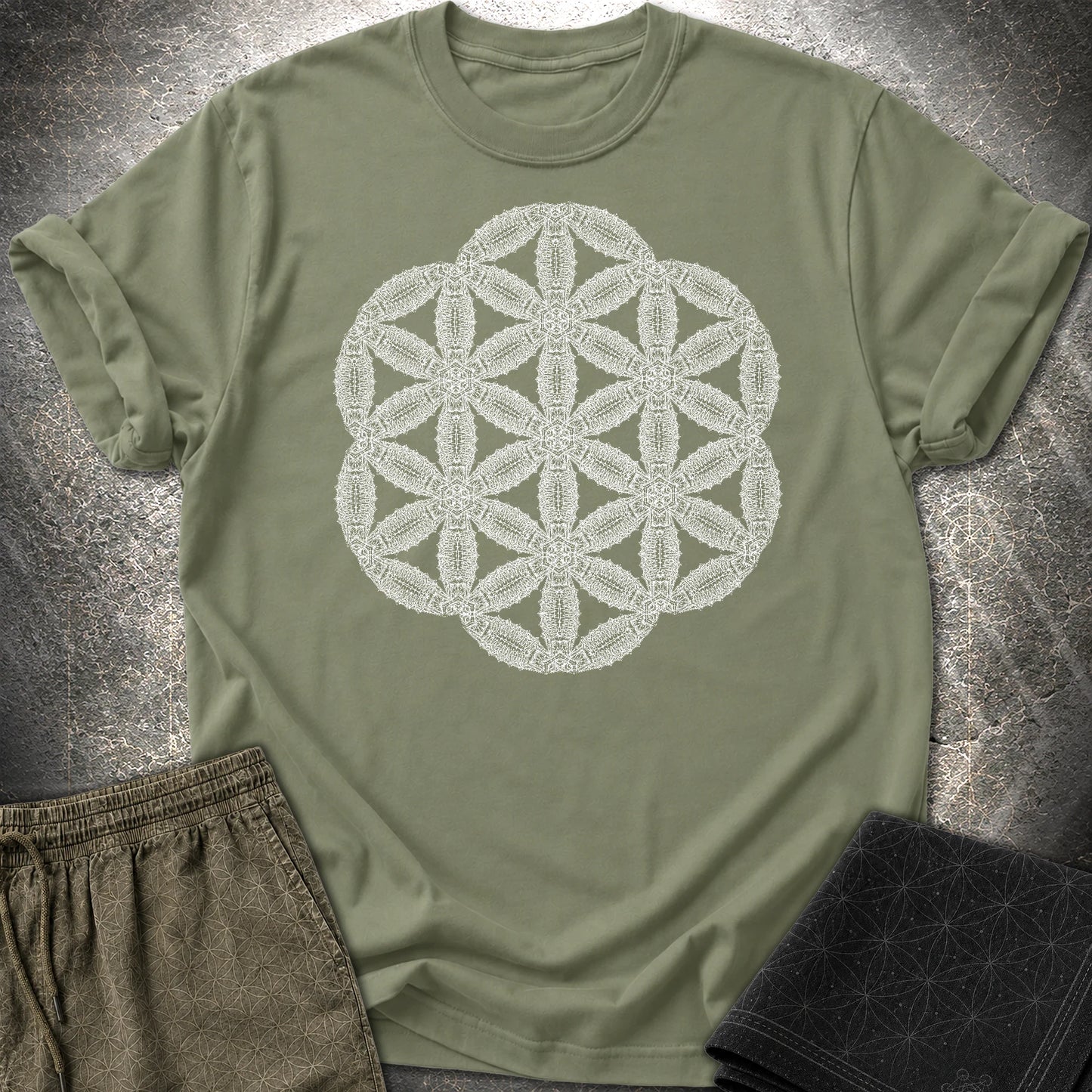 Organic Seed Of Life T-Shirt - Organic Seed Of Life T-Shirt - Military Green