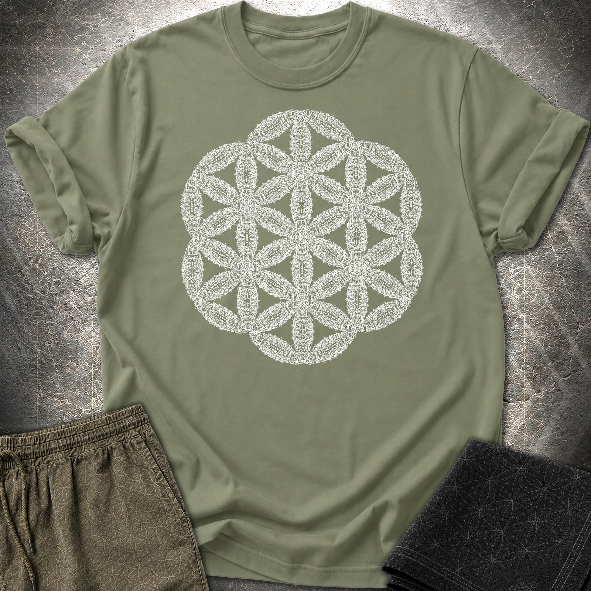 Organic Seed Of Life T-Shirt - Organic Seed Of Life T-Shirt - Military Green