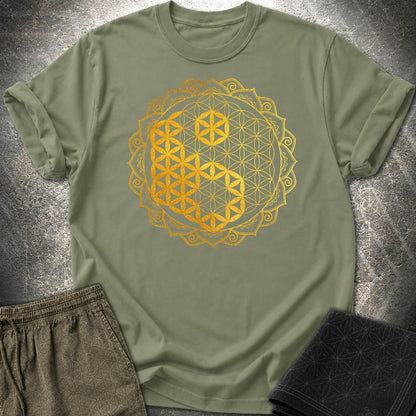 Yin Yang Gold Mandala T-Shirt - Yin Yang Gold Mandala T-Shirt - Military Green