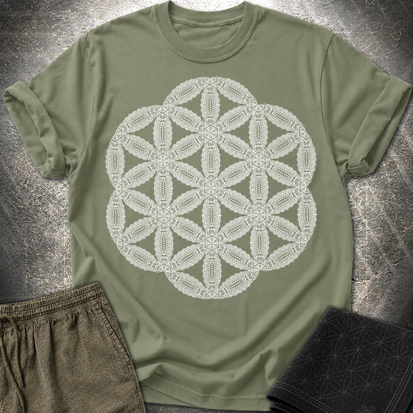 Organic Seed Of Life T-Shirt - Organic Seed Of Life T-Shirt - Military Green