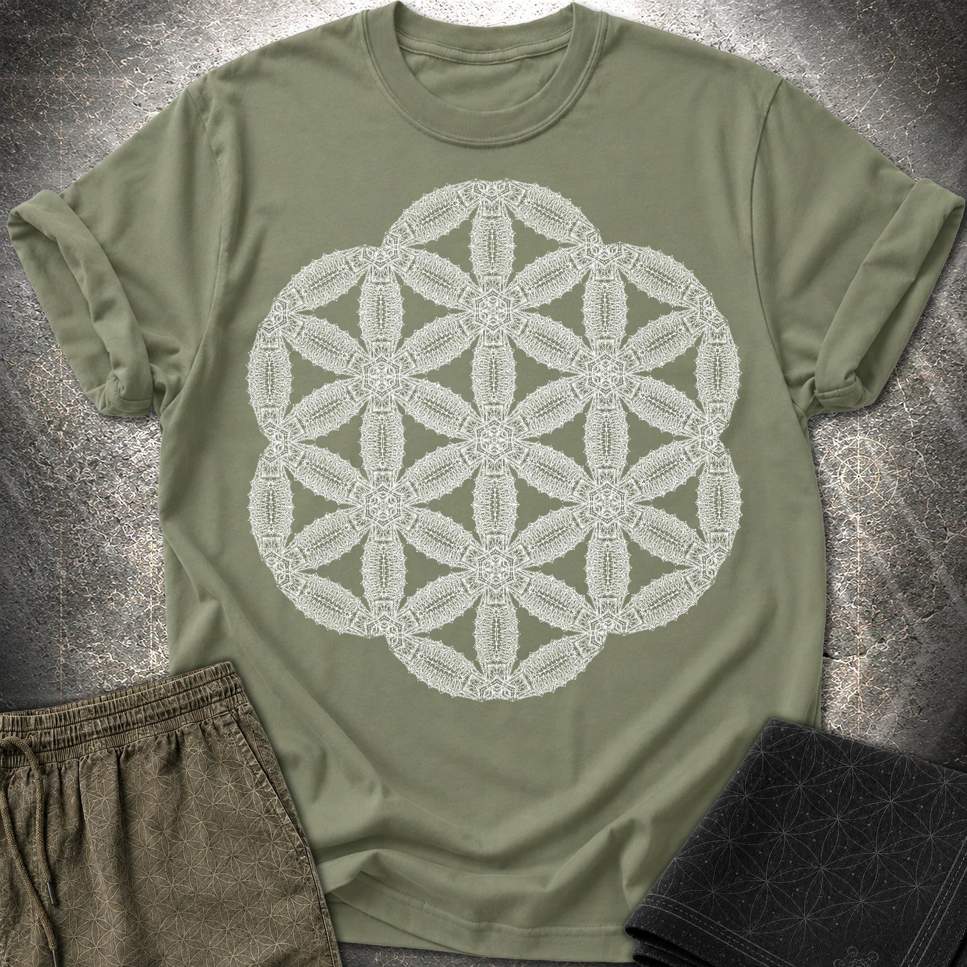 Organic Seed Of Life T-Shirt - Organic Seed Of Life T-Shirt - Military Green
