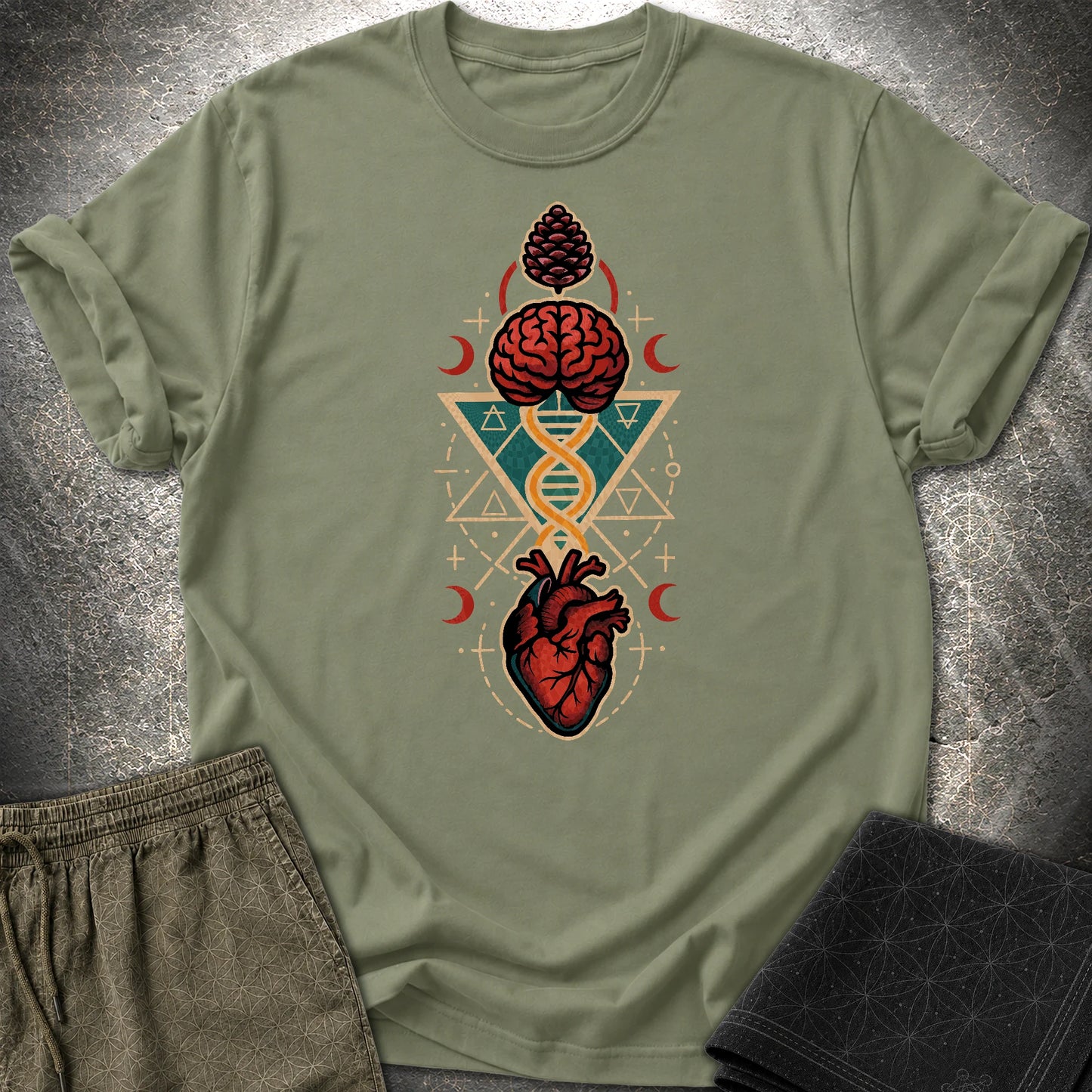 Heart Mind Coherence T-Shirt - Heart Mind Coherence T-Shirt - Military Green
