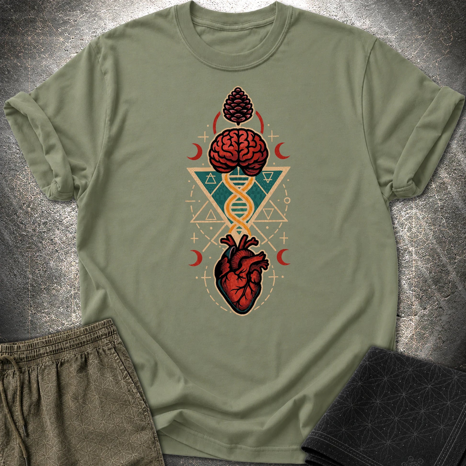Heart Mind Coherence T-Shirt - Heart Mind Coherence T-Shirt - Military Green