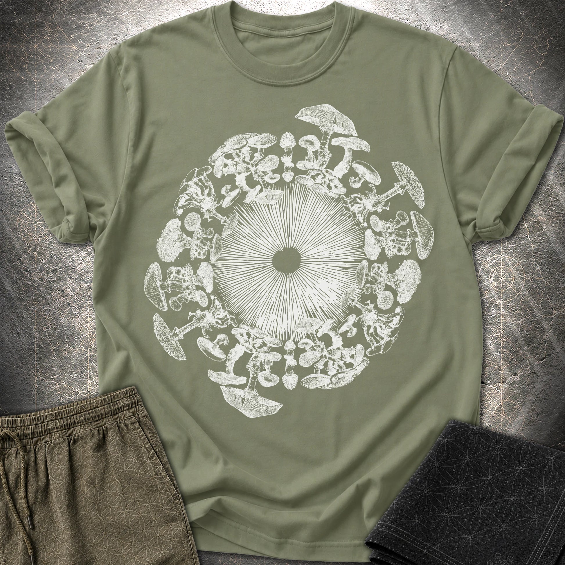 Mushroom Iris - Mushroom Iris T-Shirt - Military Green