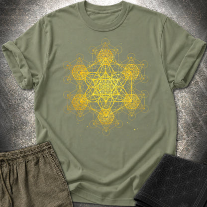 Fractal Metatron's Cube T-Shirt - Fractal Metatron's Cube T-Shirt - Military Green