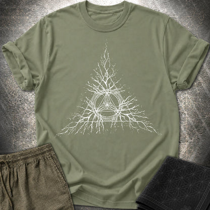 Sacred Geometry Roots T-Shirt, Spiritual Growth Shirt, Triangle Symbol Graphic Tee - Sacred Geometry Roots T-Shirt, Spiritual Growth Shirt, Triangle Symbol Graphic Tee - Military Green