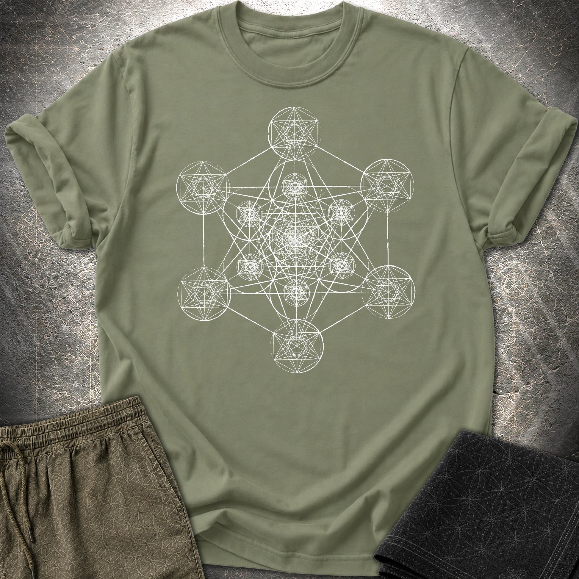 Fractal Metatron T-Shirt - Fractal Metatron T-Shirt - Military Green