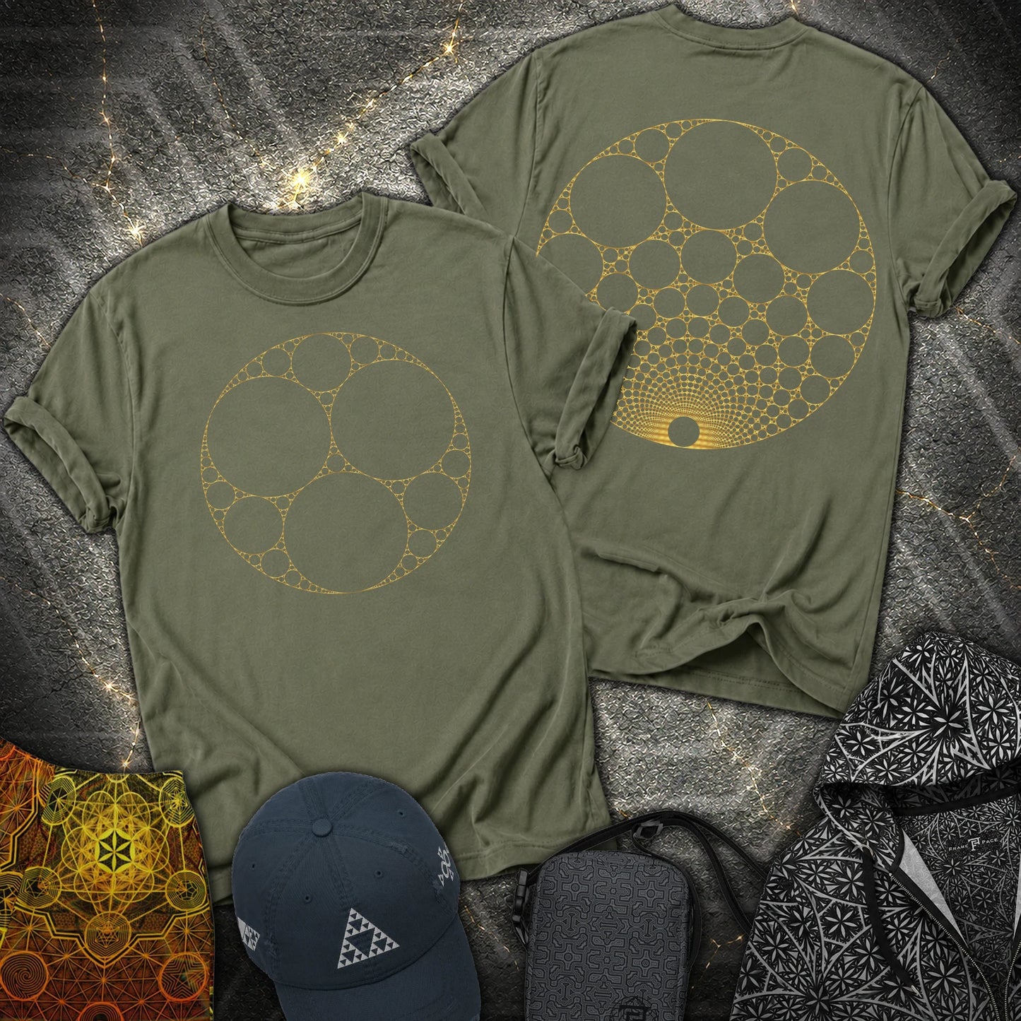 Apollonian Gasket 2 Sided T-Shirt - Apollonian Gasket 2 Sided T-Shirt - Military Green