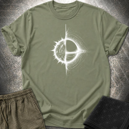 Cosmic Duality T-Shirt, Star and Black Hole Shirt, Space Symbol Graphic Tee - Cosmic Duality T-Shirt, Star and Black Hole Shirt, Space Symbol Graphic Tee - Military Green