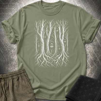 Forest Consciousness Watching T-Shirt - Forest Consciousness Watching T-Shirt - Military Green