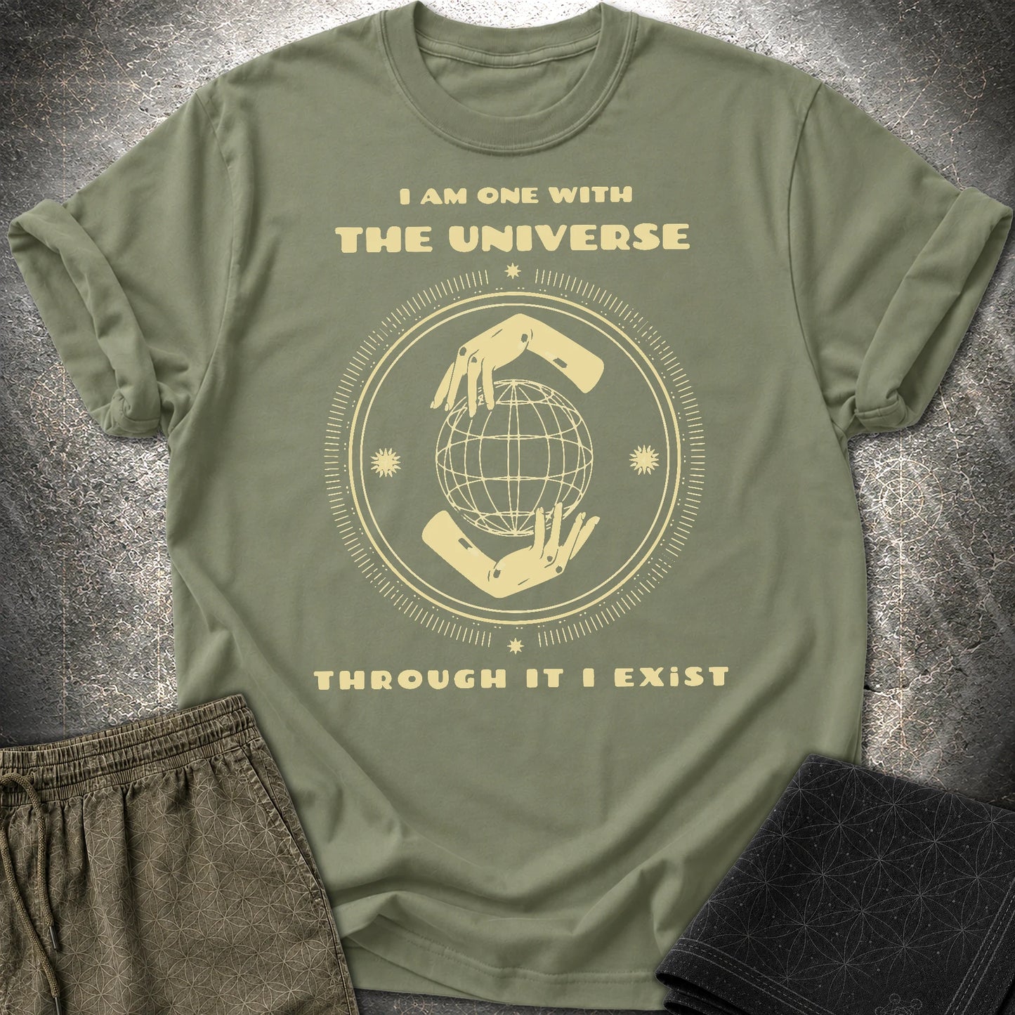 One With The Universe T-Shirt - One With The Universe T-Shirt - Military Green