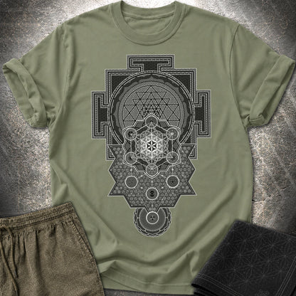 Sri Yantra Intricate Sacred Patterns - Sri Yantra Intricate Sacred Patterns T-Shirt - Military Green