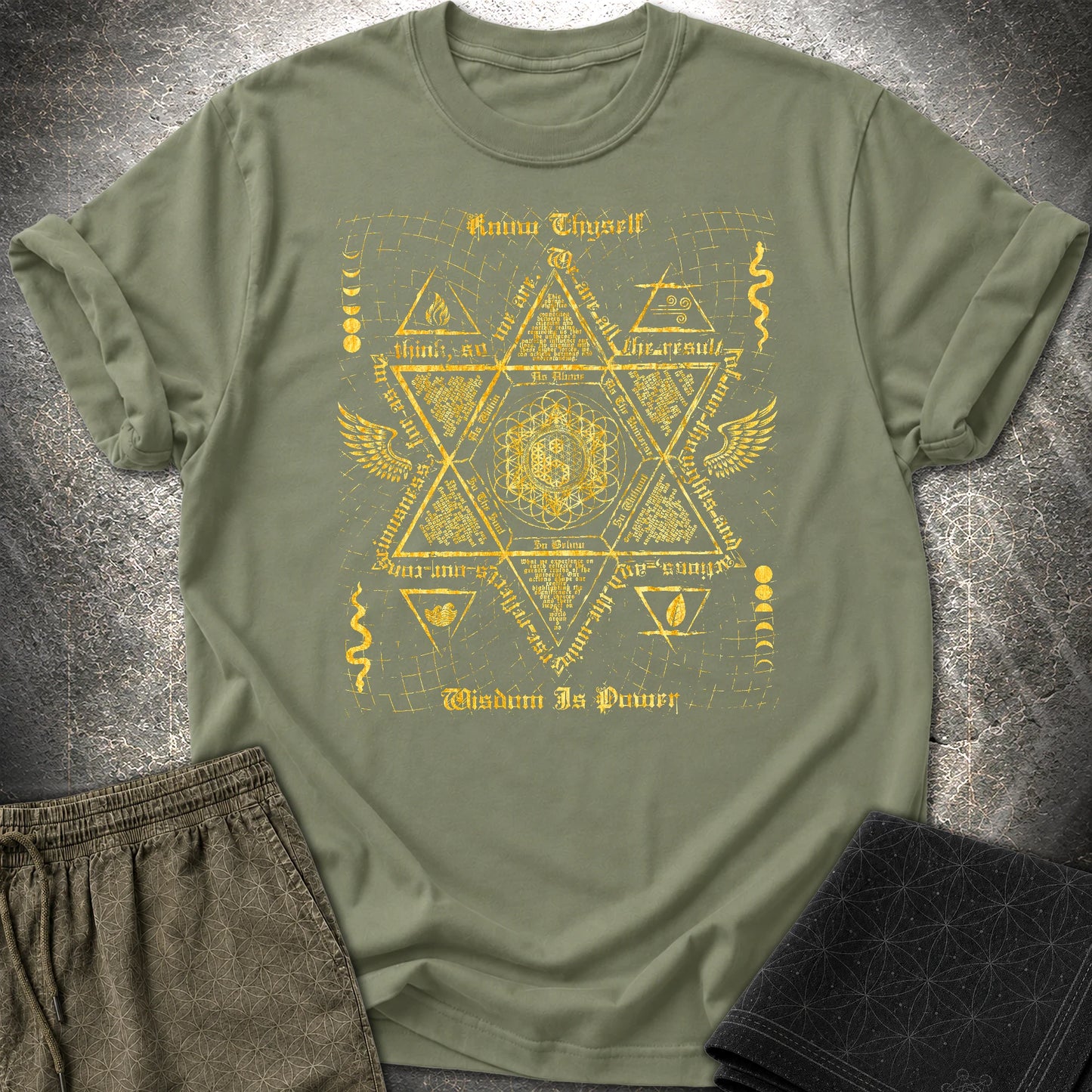 Occult Ancient Wisdom T-Shirt - Occult Ancient Wisdom T-Shirt - Military Green