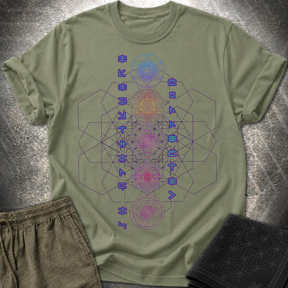 Everything Is Connected Sacred Geometry T-Shirt - Everything Is Connected Sacred Geometry T-Shirt - Military Green