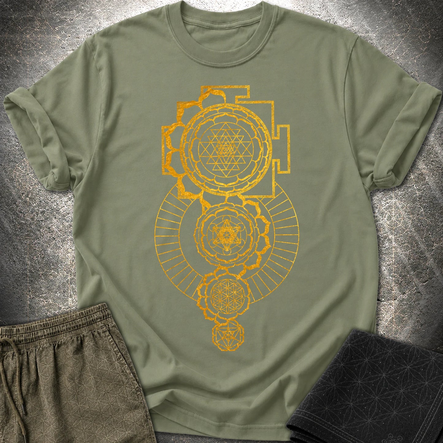 Sacred Mandalas T-Shirt - Sacred Mandalas T-Shirt - Military Green