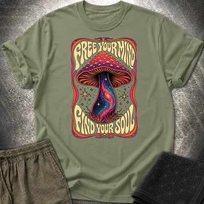 Free Your Mind Mushroom T-Shirt - Free Your Mind Mushroom T-Shirt - Military Green