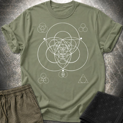 Geometric Triad T-Shirt - Geometric Triad T-Shirt - Military Green