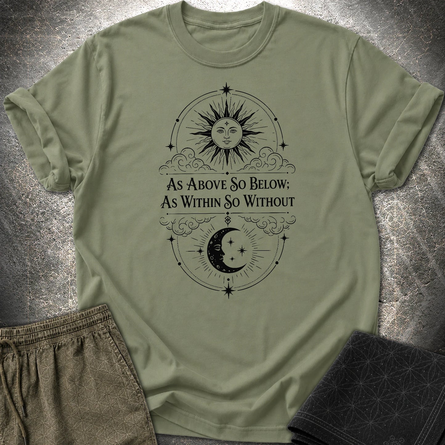 As Above So Below Sun Moon - As Above So Below Sun Moon T-Shirt - Military Green