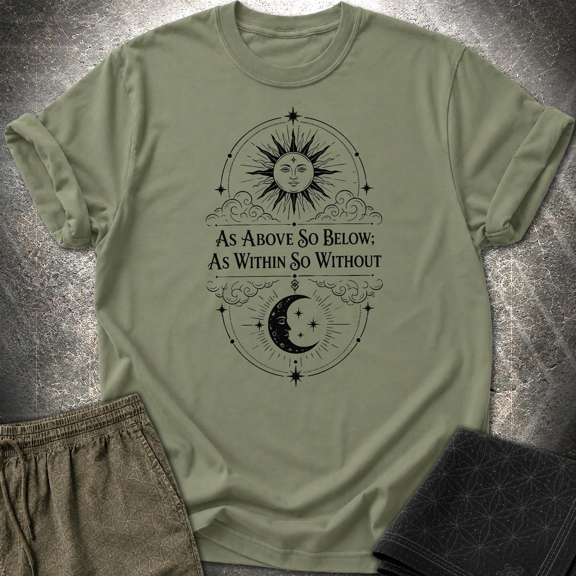 As Above So Below Sun Moon - As Above So Below Sun Moon T-Shirt - Military Green