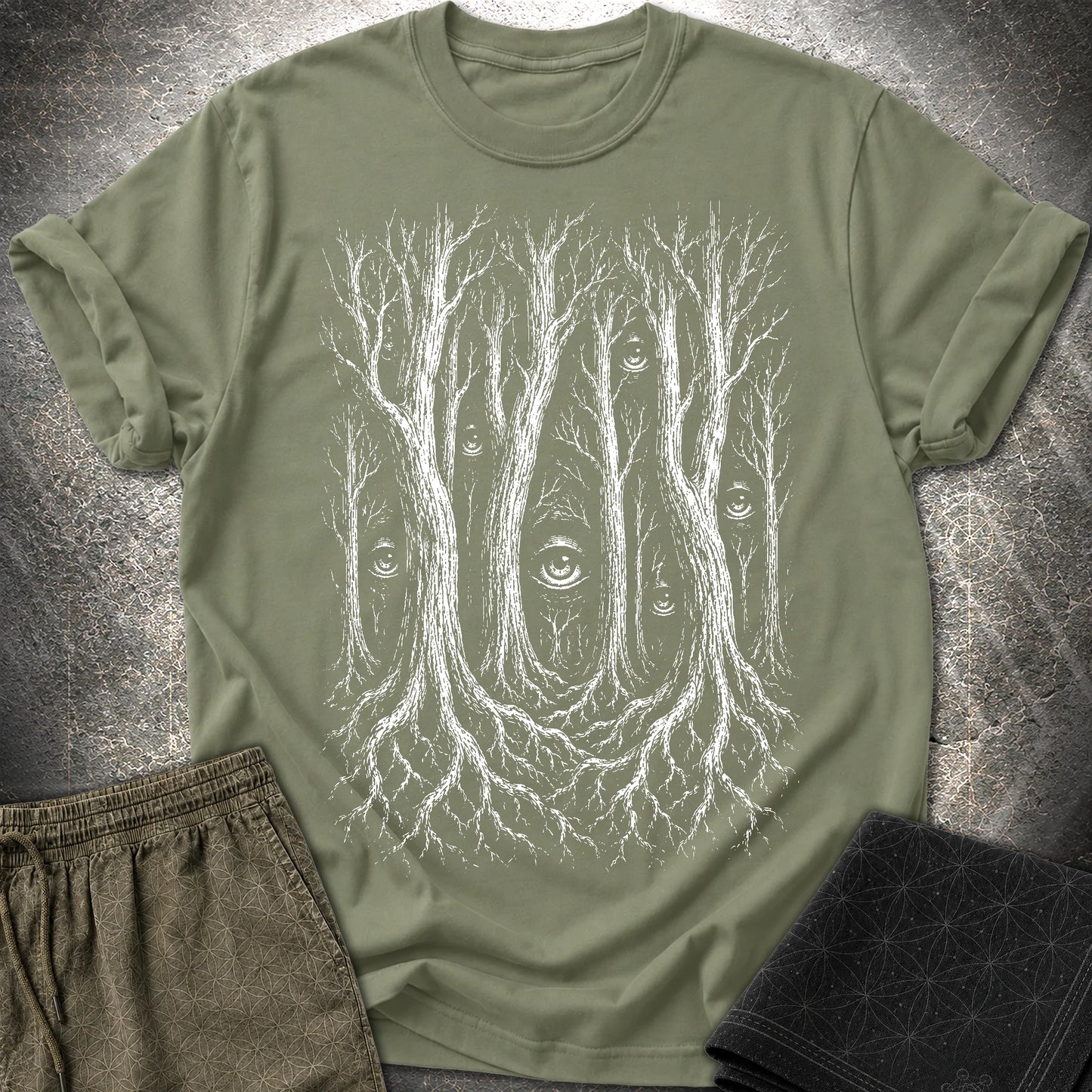 Forest Consciousness Watching - Forest Consciousness Watching T-Shirt - Military Green
