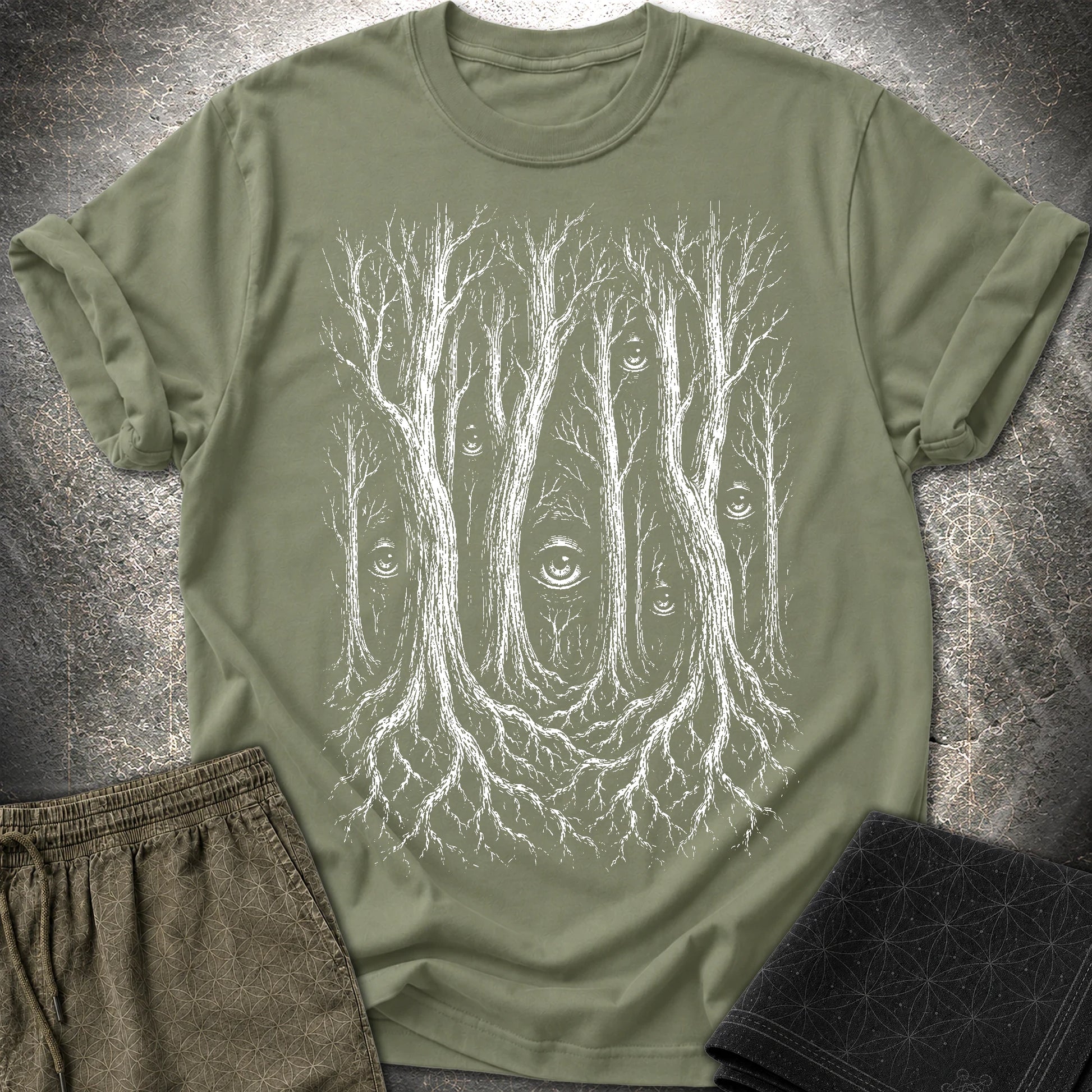 Forest Consciousness Watching - Forest Consciousness Watching T-Shirt - Military Green