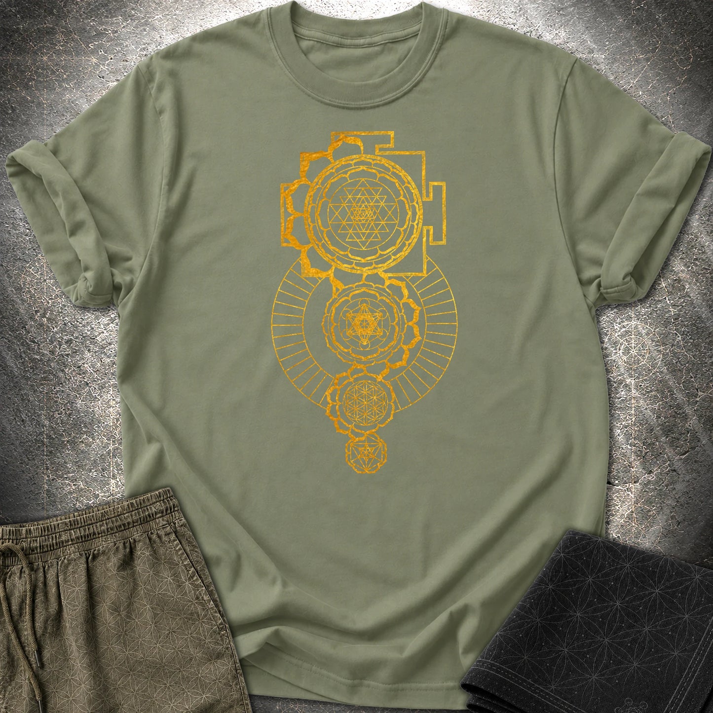 Sacred Mandalas T-Shirt - Sacred Mandalas T-Shirt - Military Green
