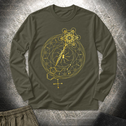 Psilocybin Key To Universe - Psilocybin Key To Universe Long Sleeve Shirt - Military Green
