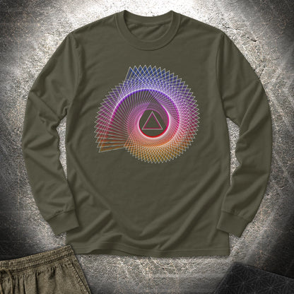 Spiralling Gradient Triangle - Spiralling Gradient Triangle Long Sleeve Shirt - Military Green