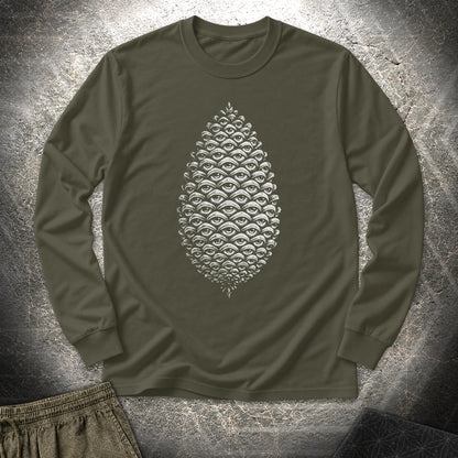 All Seeing Pinecone - All Seeing Pinecone Long Sleeve Shirt - Military Green