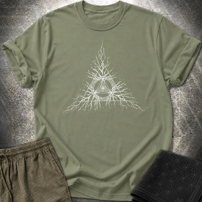 Sacred Geometry Roots T-Shirt, Spiritual Growth Shirt, Triangle Symbol Graphic Tee - Sacred Geometry Roots T-Shirt, Spiritual Growth Shirt, Triangle Symbol Graphic Tee - Military Green