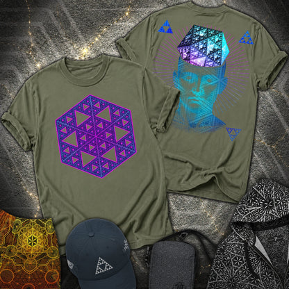 The Mathematitian Sierpinski Star 2 Sided T-Shirt - The Mathematitian Sierpinski Star 2 Sided T-Shirt - Military Green